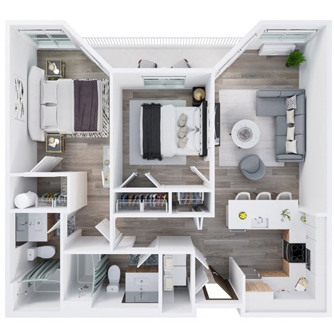Harbor Sky Apartments in Portland, Oregon 2x2 A Floor Plan
